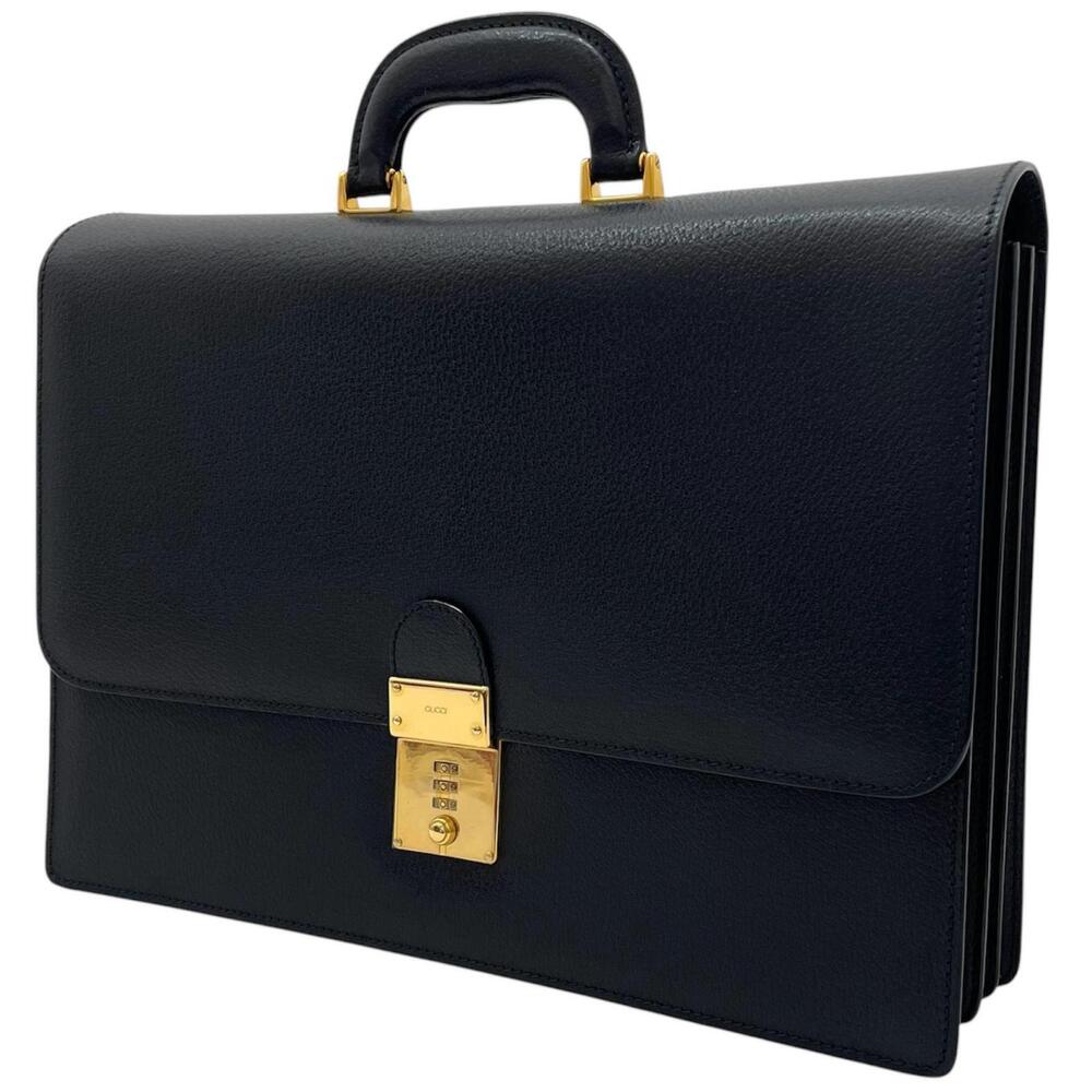 Gucci Lady Lock Business Briefcase Leather Black